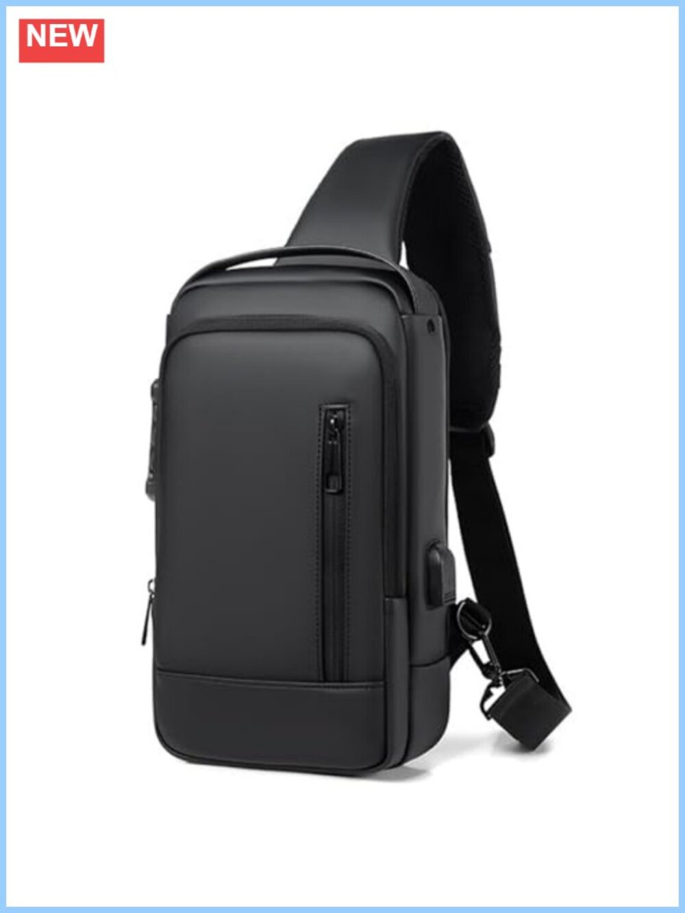 Anti-Theft Sling Bag Crossbody PU Leather Waterproof USB Charging Lightweight